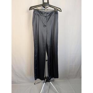 HOUSE of HARLOW 1960 Navy Satin Pleated High Waist Wide Leg Pants Size 2
